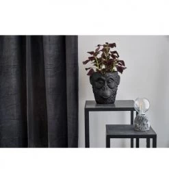 Villa Collection Jarres Et Cache-pots Cache-pot Large En Béton Noir -Plantes vertes Soldes cache pot large en beton noir 3