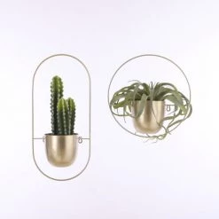 Mica Decorations Jarres Et Cache-pots Cache-pot Mural En Métal Doré H34 -Plantes vertes Soldes cache pot mural en metal dore h34 2