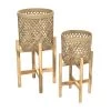 Rendez Vous Déco Jarres Et Cache-pots Cache-pot Pieds En Teck Et Bambou (lot De 2)