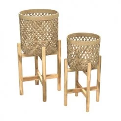 Rendez Vous Déco Jarres Et Cache-pots Cache-pot Pieds En Teck Et Bambou (lot De 2)