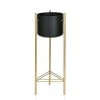 Wadiga Jarres Et Cache-pots Cache-pot Sur Pied En Métal Doré Et Pot Noir H80cm