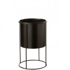 LANADECO Jarres Et Cache-pots Cache-pot Sur Pied Métal Noir