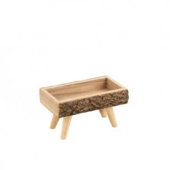 LANADECO Jarres Et Cache-pots Cache-pot Sur Pied Rectangle Bois Naturel L40cm