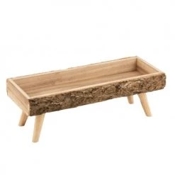 LANADECO Jarres Et Cache-pots Cache-pot Sur Pied Rectangle Bois Naturel L54,5cm