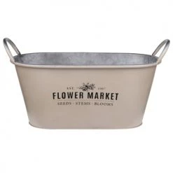 Stof Jarres Et Cache-pots Cache-pot Taupe En Métal Aspect Zinc L35cm