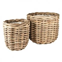 Villa Collection Jarres Et Cache-pots Cache Pots à Plantes En Fibre Beige - Lot De 2