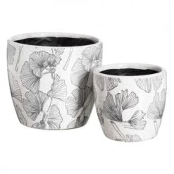 Ixia Jarres Et Cache-pots Cache-pots En Céramique Blanche Vieillie - Lot De 2