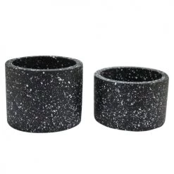 Zago Jarres Et Cache-pots Cachepot En Béton Effet Terrazzo Noir (x2)