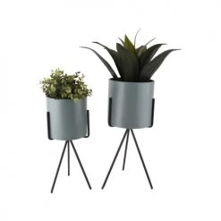 Present Time Jarres Et Cache-pots Duo De Cache-pot Vert -Plantes vertes Soldes duo de cache pot vert 2