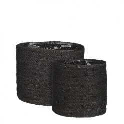 Mica Decorations Jarres Et Cache-pots Lot De 2 Cache-pots En Jute Noir