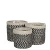 Mica Decorations Jarres Et Cache-pots Lot De 3 Cache-pots En Jute Noir Et Plastique