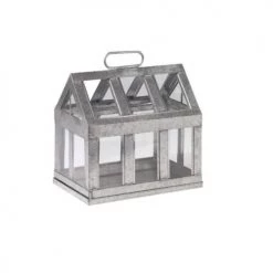 Aubry Gaspard Jarres Et Cache-pots Mini Serre En Zinc Et Verre