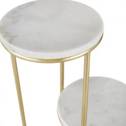 Maisons Du Monde Jarres Et Cache-pots Porte-plantes En Métal Doré Mat Et Blanc -Plantes vertes Soldes porte plantes en metal dore mat et blanc 1000 12 15 211288 3