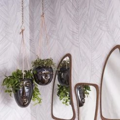 Present Time Jarres Et Cache-pots Pot à Suspendre Masque Long Céramique Marron -Plantes vertes Soldes pot a suspendre masque long ceramique marron 4