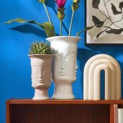 Mica Decorations Jarres Et Cache-pots Pot De Fleurs En Porcelaine Blanc D19,5 -Plantes vertes Soldes pot de fleurs en porcelaine blanc d19 5 2