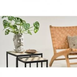 Villa Collection Jarres Et Cache-pots Pot De Fleurs Visage En Argile Blanc -Plantes vertes Soldes pot de fleurs visage en argile blanc 2