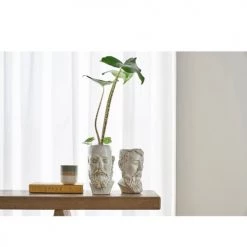 Villa Collection Jarres Et Cache-pots Pot De Fleurs Visage En Argile Blanc -Plantes vertes Soldes pot de fleurs visage en argile blanc 7