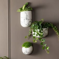 Present Time Jarres Et Cache-pots Pot Mural Globe Céramique Marbré -Plantes vertes Soldes pot mural globe ceramique marbre 5