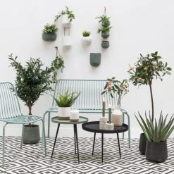 Present Time Jarres Et Cache-pots Pot Mural Oval Large Céramique Vert -Plantes vertes Soldes pot mural oval large ceramique vert 4