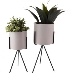 Present Time Jarres Et Cache-pots Pot Pedestal Xl Métal Gris -Plantes vertes Soldes pot pedestal xl metal gris 2