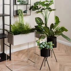 Present Time Jarres Et Cache-pots Pot Pedestal Xl Métal Noir -Plantes vertes Soldes pot pedestal xl metal noir 5