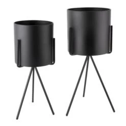 Present Time Jarres Et Cache-pots Duo De Cache-pot Vert -Plantes vertes Soldes pot pedestal xl metal noir 6