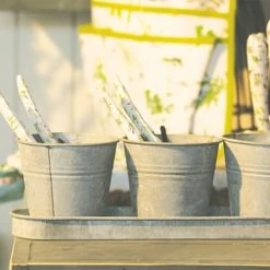 Esschert Design Jarres Et Cache-pots Set 3 Pots De Fleurs En Zinc -Plantes vertes Soldes set 3 pots de fleurs en zinc 2