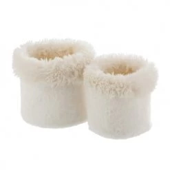 LANADECO Jarres Et Cache-pots Set De 2 Cache-pots Peluche écru H25,5cm