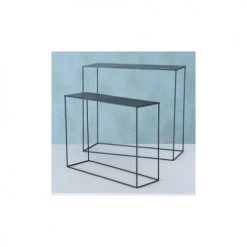 Wadiga Jarres Et Cache-pots Set De 2 Supports Plantes En Métal Noir - 55x21x50cm -Plantes vertes Soldes set de 2 supports plantes en metal noir 55x21x50cm 2