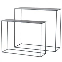 Wadiga Jarres Et Cache-pots Set De 2 Supports Plantes En Métal Noir - 55x21x50cm