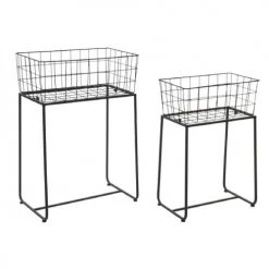 Wadiga Jarres Et Cache-pots Set De 2 Supports Plantes En Métal Noir Pour Intérieur