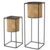 Wadiga Jarres Et Cache-pots Set De 2 Supports Pots Plante En Métal Façon Cannage