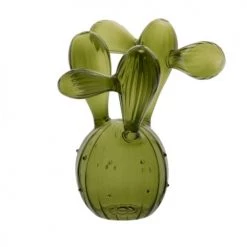 Maisons Du Monde Cloches Et Verrerie Statuette Cactus En Verre Vert H18