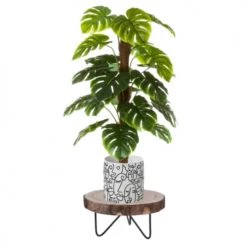 Wadiga Jarres Et Cache-pots Support Pot Plante Bois Et Métal - 30x30x30cm -Plantes vertes Soldes support pot plante bois et metal 30x30x30cm 2