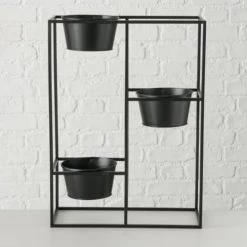 Wadiga Jarres Et Cache-pots Support Pots Plantes étagé En Métal Noir -Plantes vertes Soldes support pots plantes etage en metal noir 2
