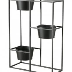 Wadiga Jarres Et Cache-pots Support Pots Plantes étagé En Métal Noir