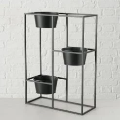 Wadiga Jarres Et Cache-pots Support Pots Plantes étagé En Métal Noir -Plantes vertes Soldes support pots plantes etage en metal noir 4