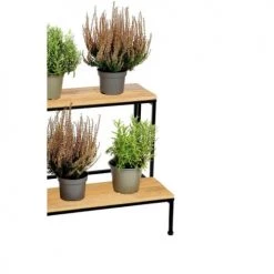 Wadiga Jarres Et Cache-pots Support Pots Plantes étagé En Métal Noir Et Bois 75x40x49cm -Plantes vertes Soldes support pots plantes etage en metal noir et bois 75x40x49cm 2