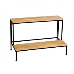 Wadiga Jarres Et Cache-pots Support Pots Plantes étagé En Métal Noir Et Bois 75x40x49cm