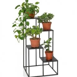 Wadiga Jarres Et Cache-pots Support Pots Plantes étagère En Métal Noir H77cm -Plantes vertes Soldes support pots plantes etagere en metal noir h77cm 2