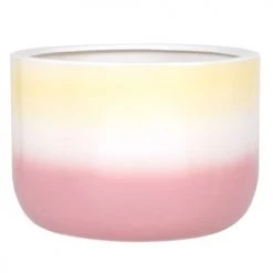 Maisons Du Monde Jarres Et Cache-pots Vase En Grès Jaune, Blanc Et Rose H15