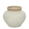 Bazar Bizar Jarres Et Cache-pots Vase En Terracotta Et Raphia Gris Et Naturel H27